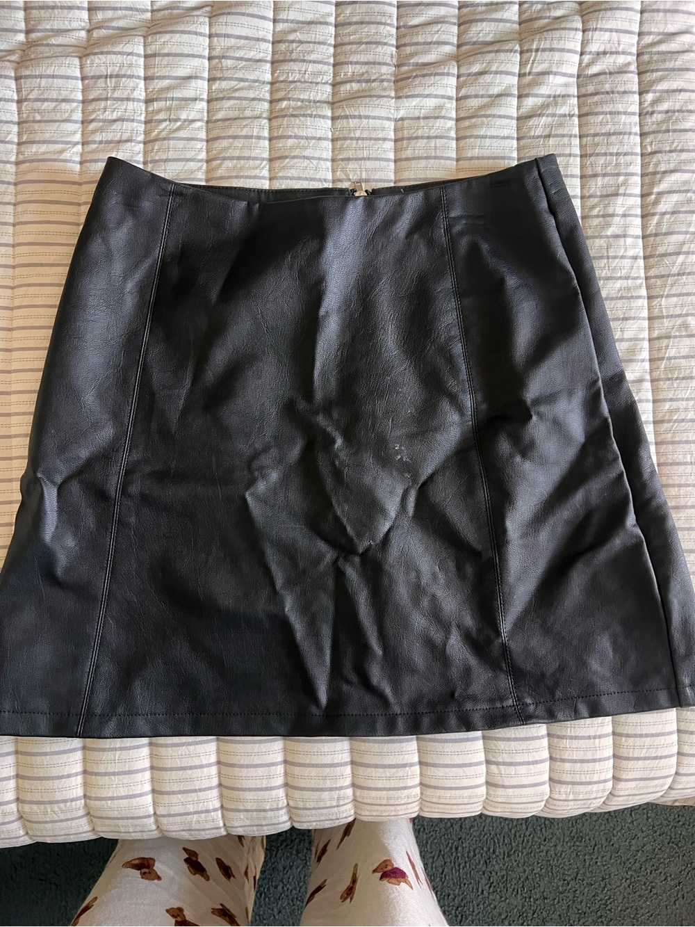 Primark Black Faux Leather Panel A-Line Mini Skirt